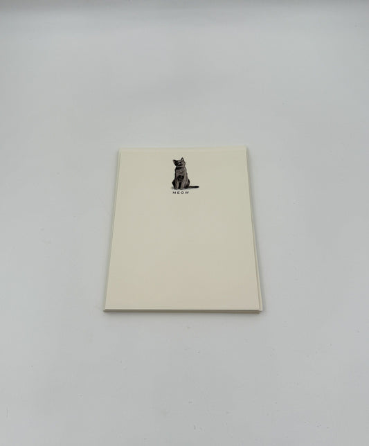 Cat Notecards “MEOW” – Grey Cat Set of 6 by Fable & Sage Cards
