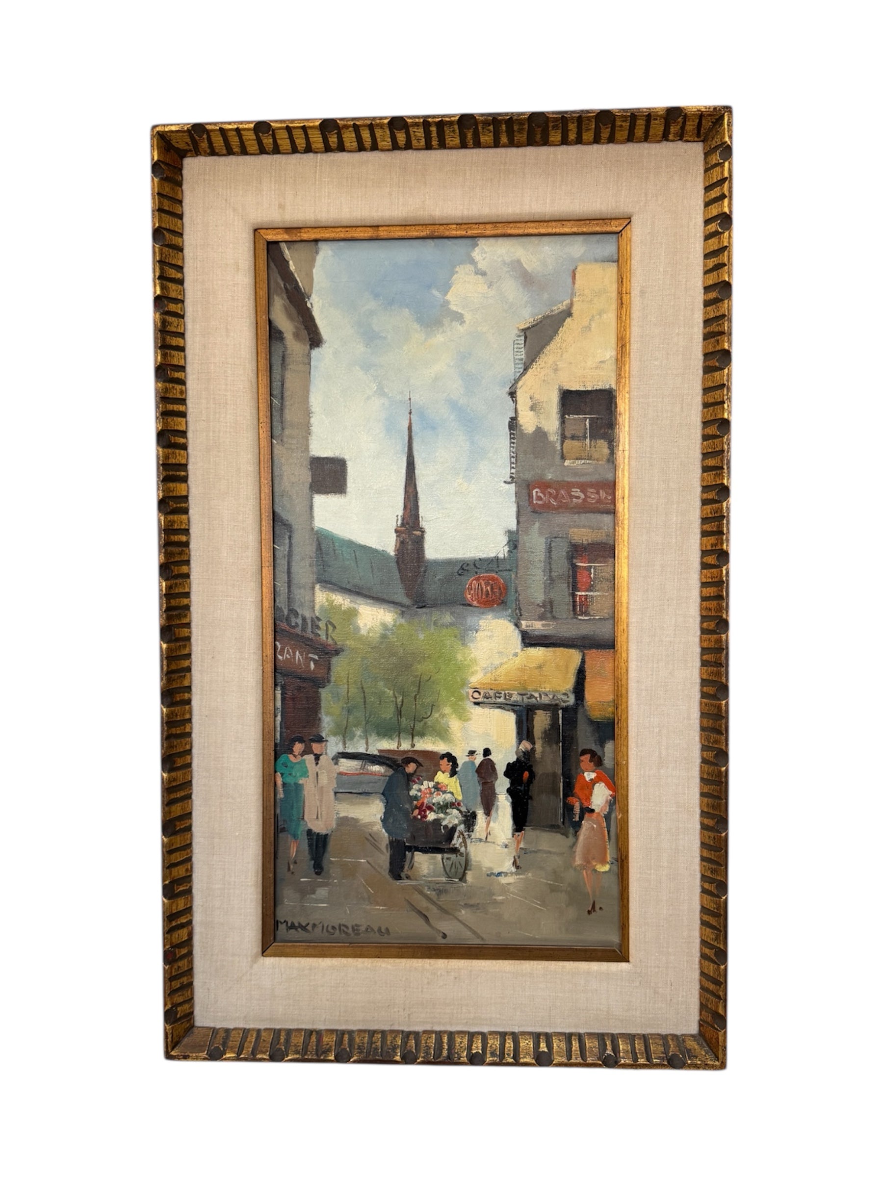 Paris Street Scene with Figures & Cars – Max Moreau (1902–1992), Spain
