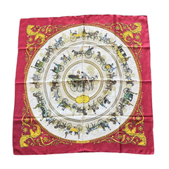 Hermès Silk Scarf “La Promenade de Longchamps” Philippe Ledoux Red