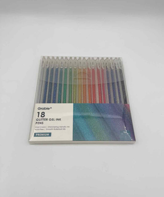 Capped Iridescent Glitter Gel Ink Pens Set of 18 – Grabie Shimmer