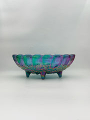 Vintage Carnival Glass Bowl With Fruit Detailing