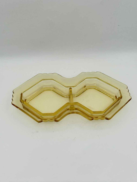 Vintage 1930's  Heisey Yellow Glass Relish Tray