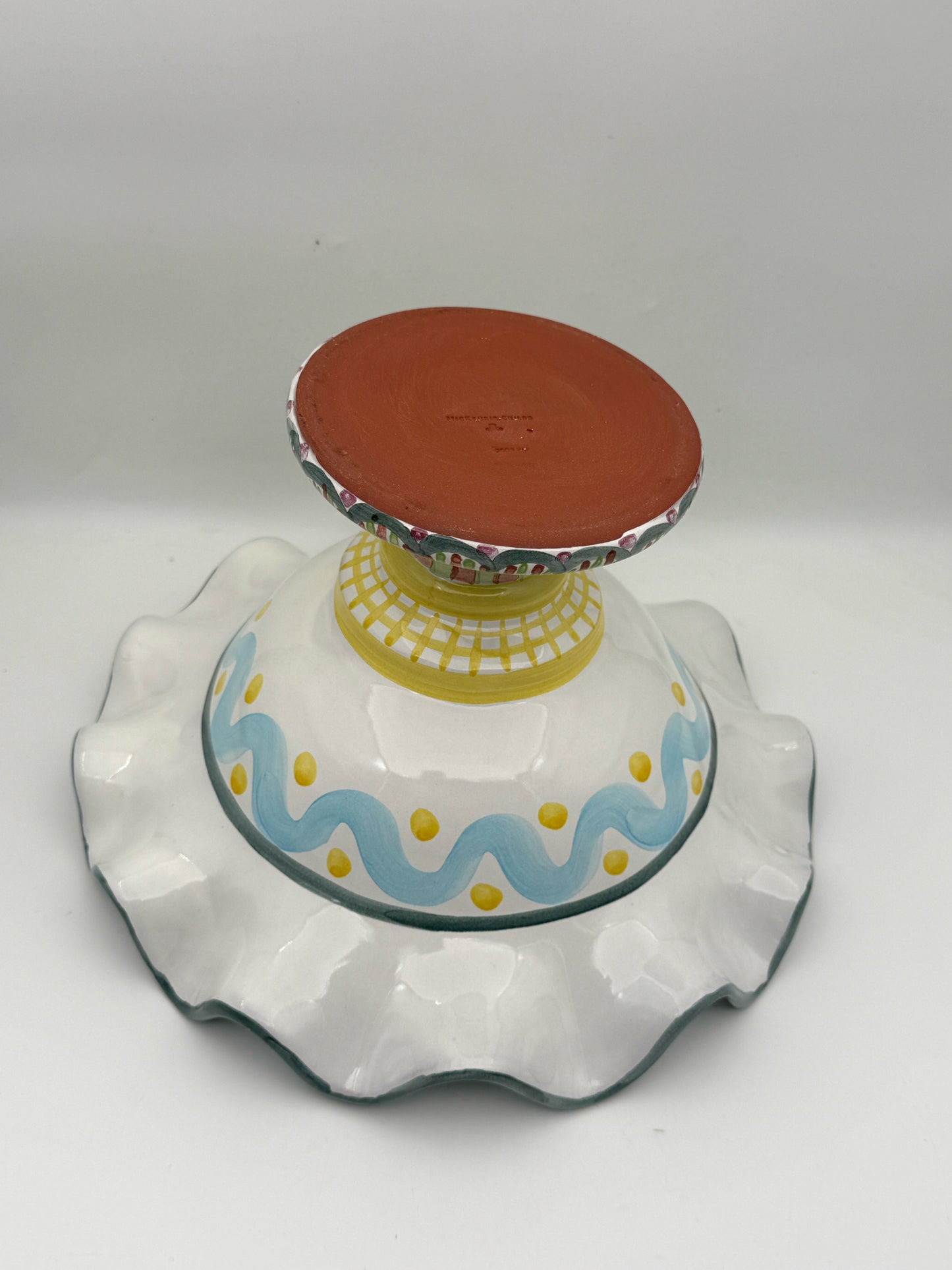 Mackenzie Childs Handpainted Pedestal Bowl