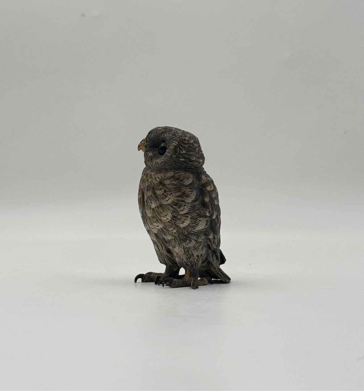 1900 Cold Painted Vienna Bronze Owl Figurine Marked "B"