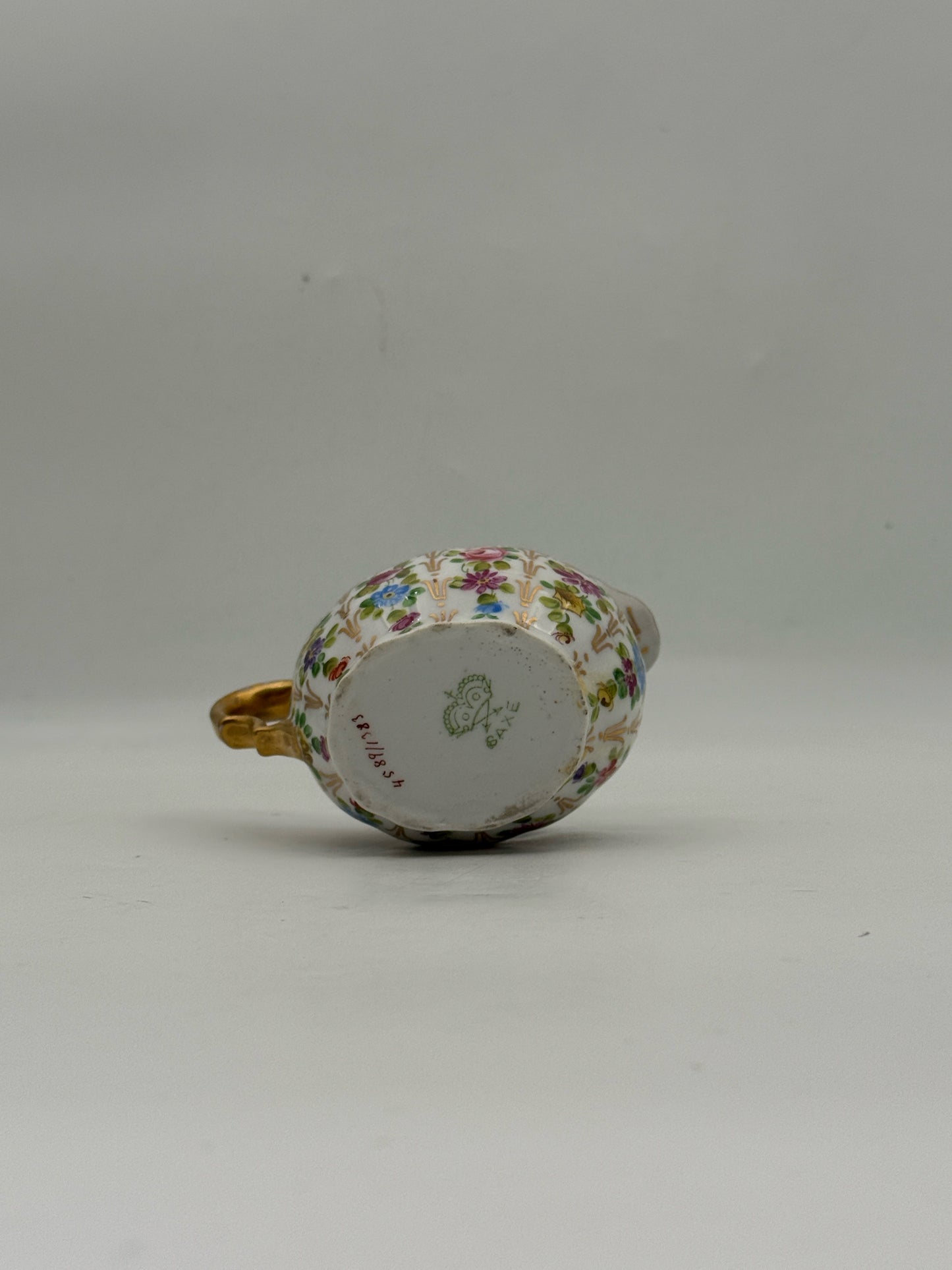 Antique Charles Ahrenfeldt Limoges Flower And Gold Creamer And Sugar