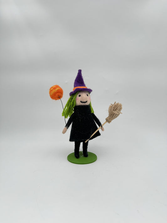 Trick or Treaters Wool Witch Ornament