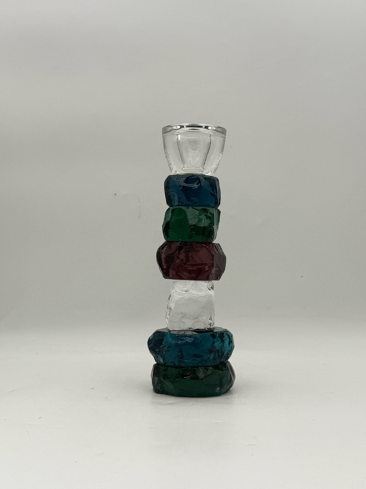 Pair Of Graduated Crystal Rock Candle Holders