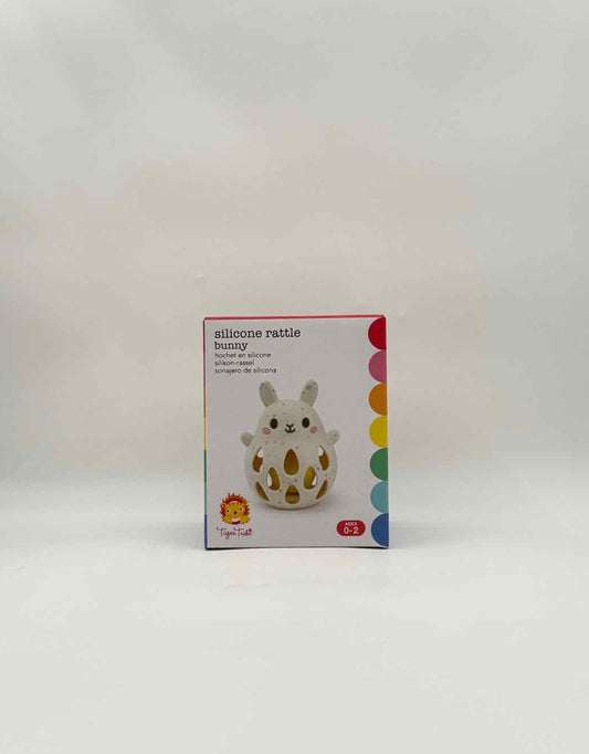 Tiger Tribe Silicone Bunny Rattle – Soft Sensory Baby Teether Toy