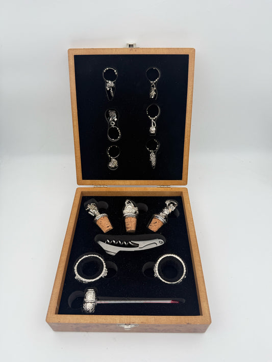 Wine Lovers Box Set- Charms, Thermometer, Collars, Corks, And Opener