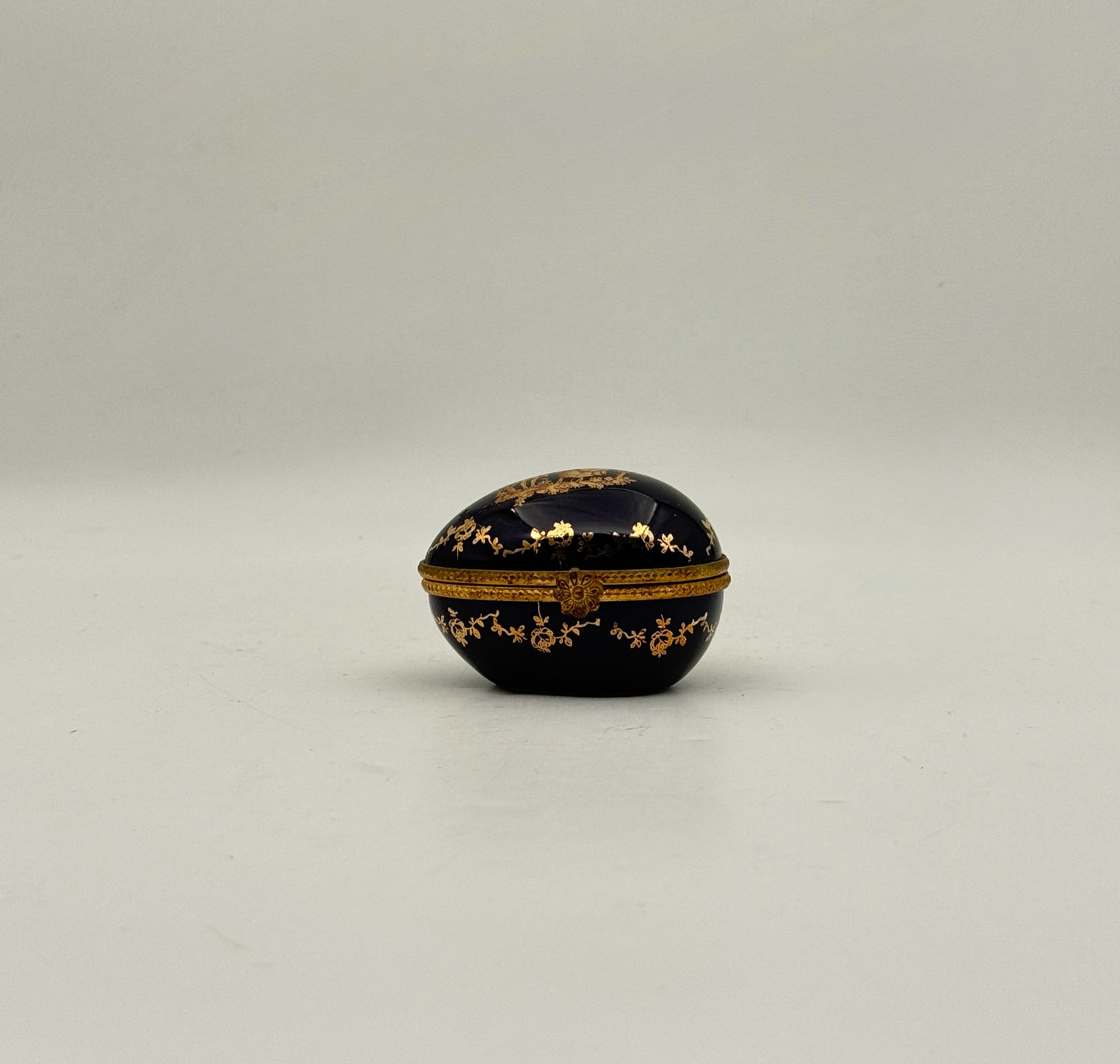 Limoges Cobalt Blue And Gold Egg Box