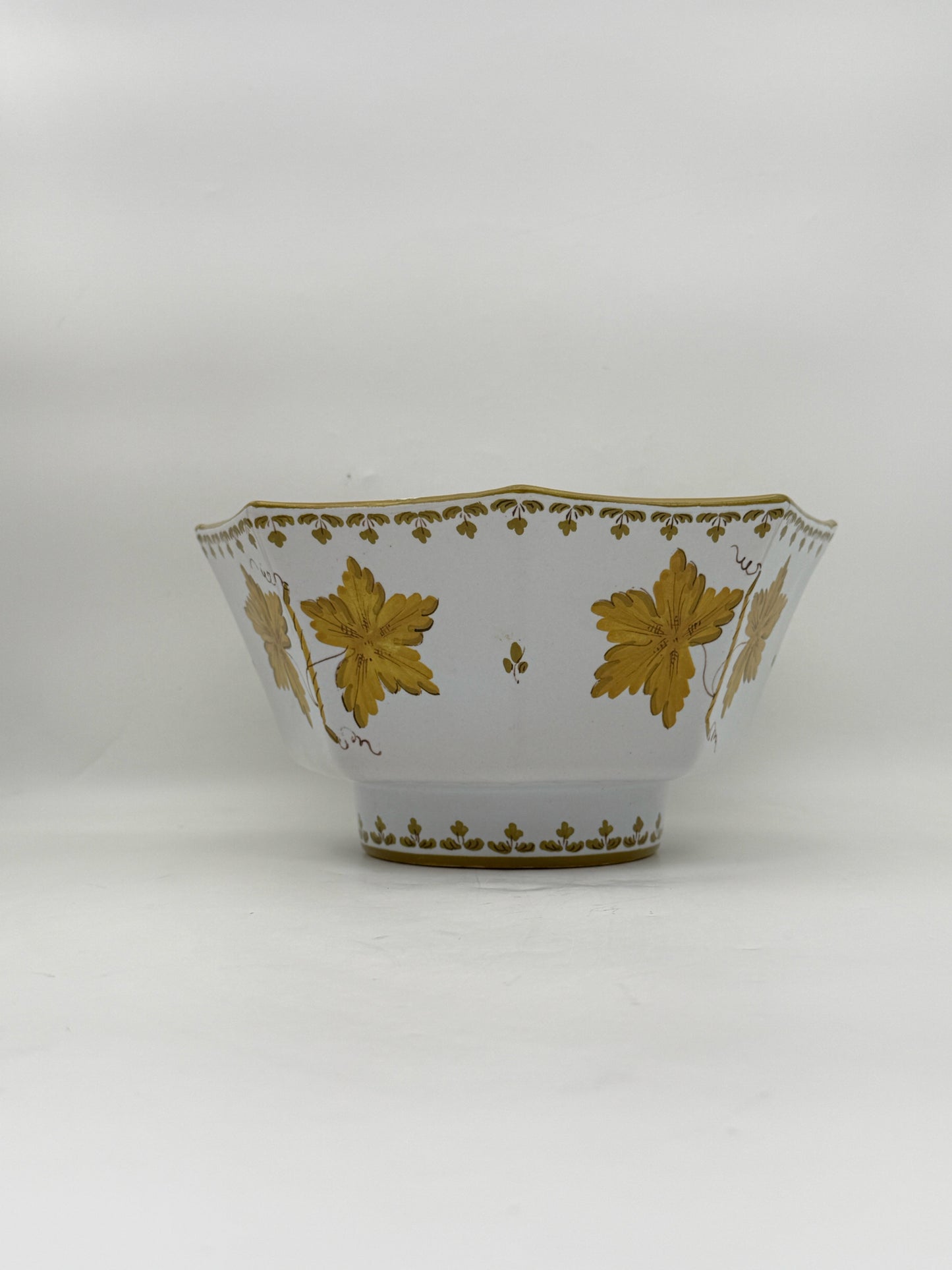 Octagonal White And Olive Green Bowl Made In Italy