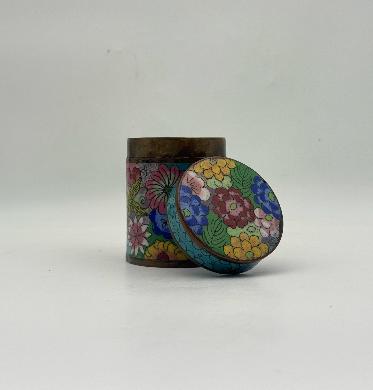 Vintage Cloisonne Cylindrical Box