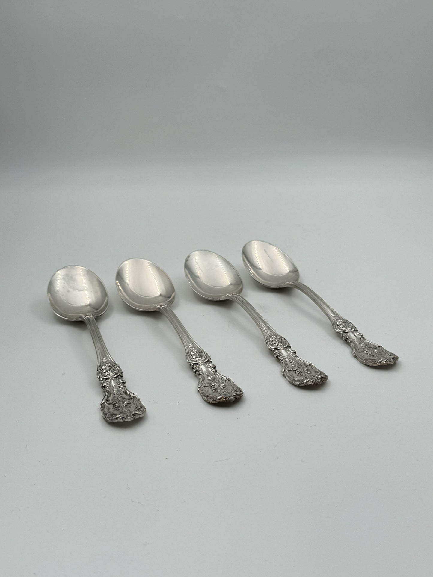 Set of 4 Reed & Barton Francis I Sterling Silver Oval Soup Spoons
