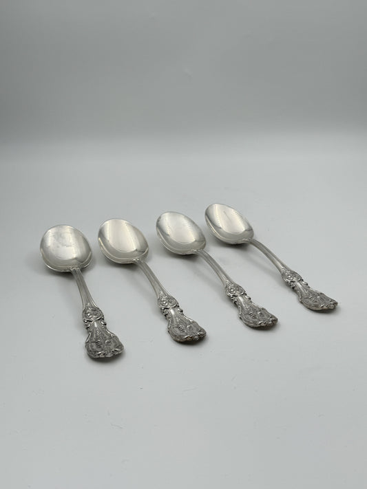 Set of 4 Reed & Barton Francis I Sterling Silver Oval Soup Spoons