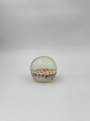 Murano Glass Paperweight – White Flower with Coral Centers