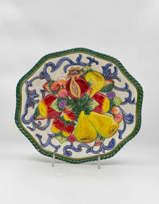 Fitz & Floyd Florentine Fruit Centerpiece Bowl – Hand-Painted Ceramic