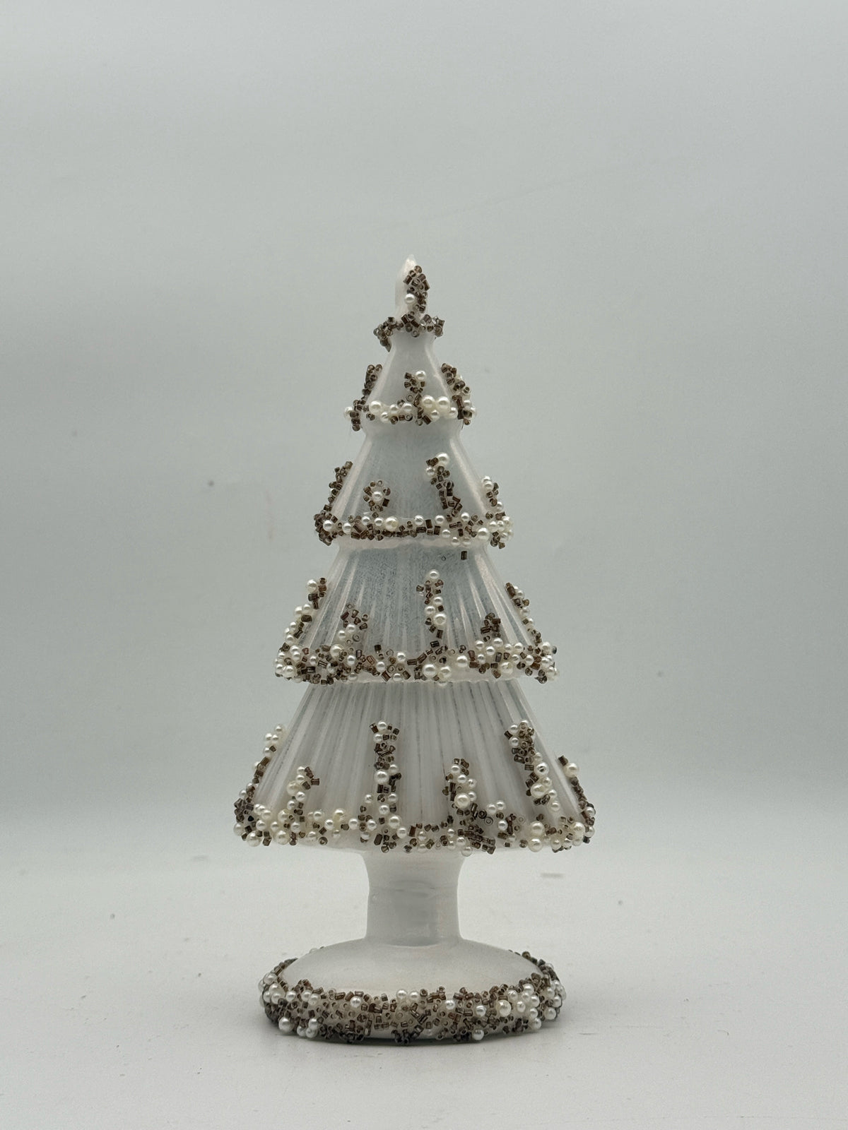 Beaded White Glass Christmas Tree