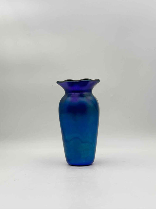 Phoenix Studio Irridescent Blue Lustre Vase Signed