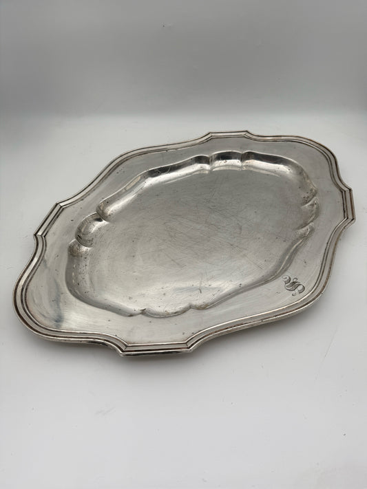Silverplate "S" Monogram Serving Tray