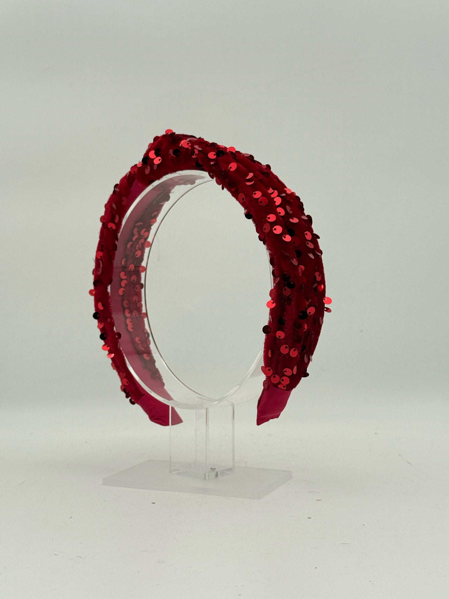 Red Velvet Sequin Knotted Headband