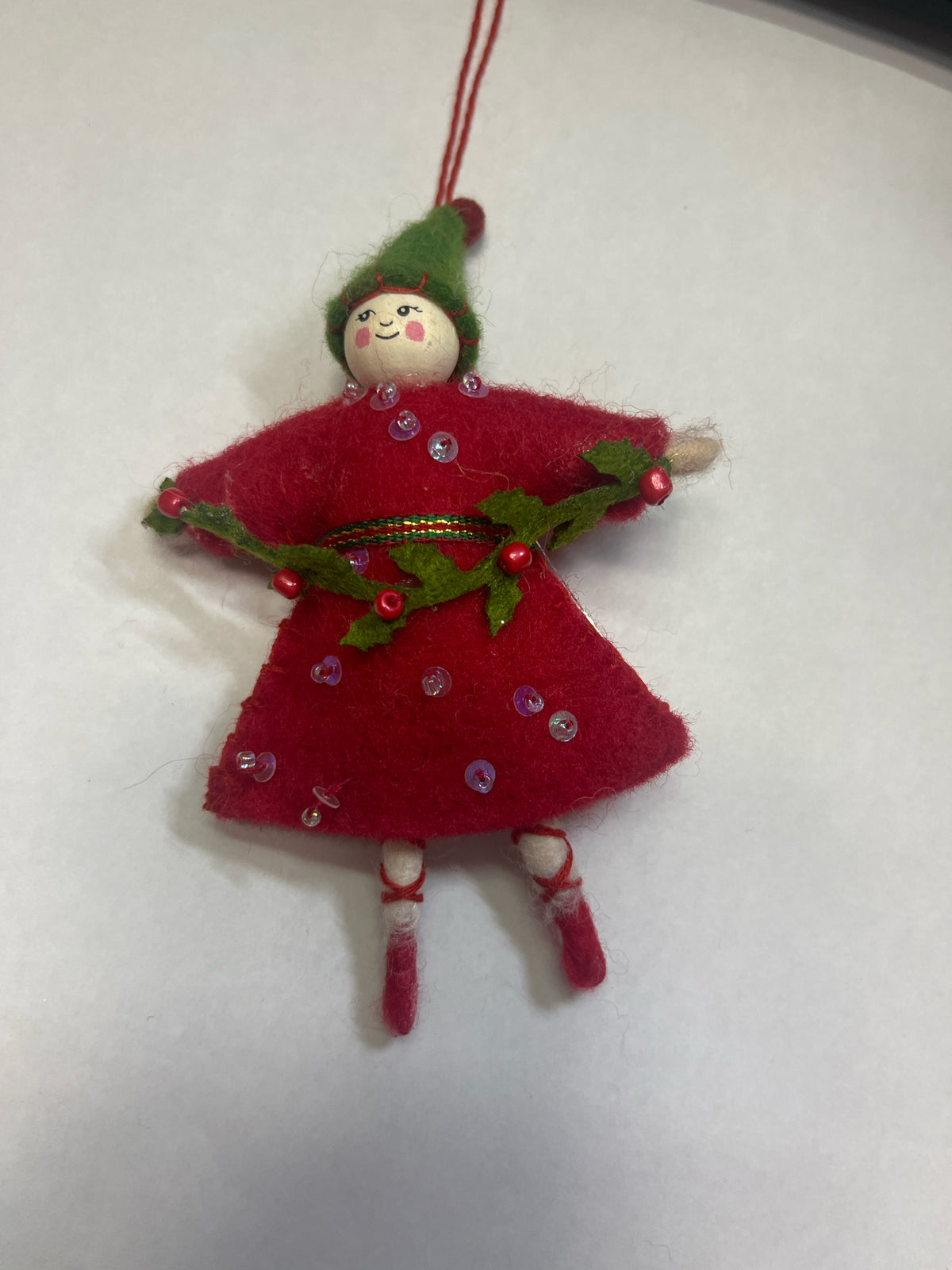 Pixie Ornament with Garland and Beads