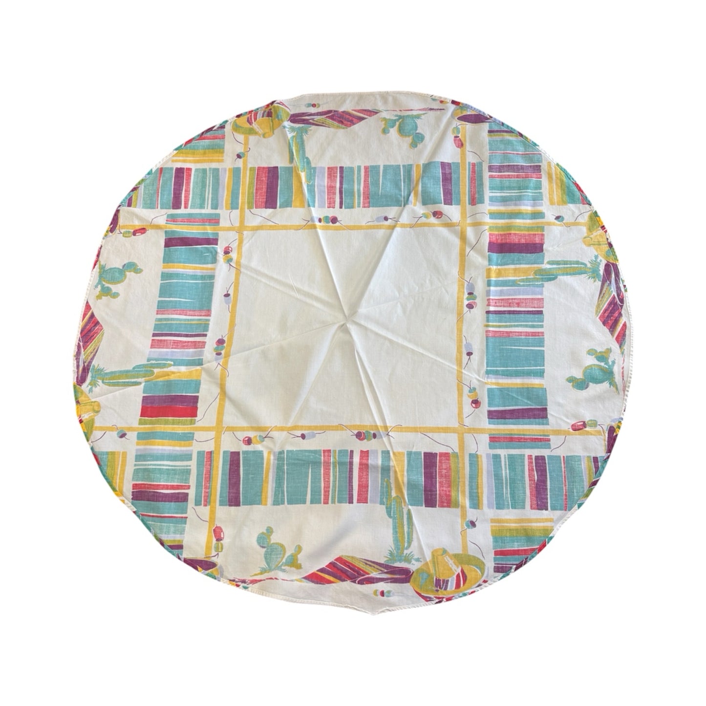Vintage Midecentury Sombrero Round Tablecloth
