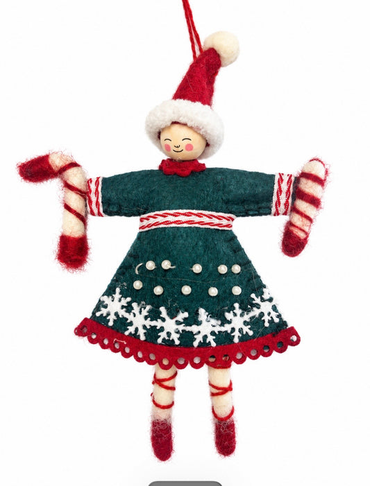 Pixie Ornament With Candy Canes
