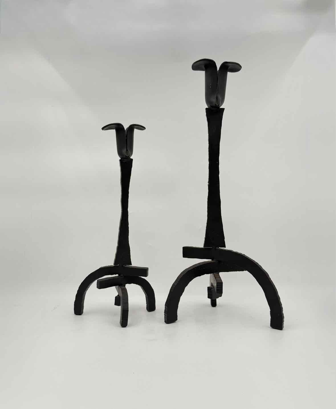 Ahwahnee Yosemite Iron Tulip Candlesticks 12.5" And 16" Set