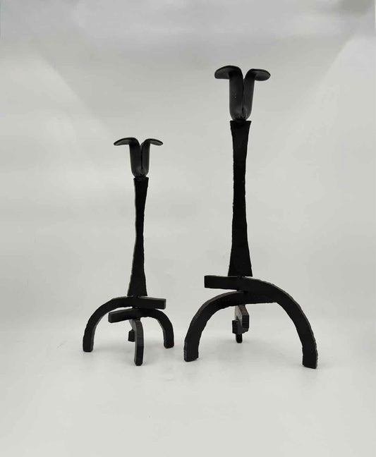 Ahwahnee Yosemite Iron Tulip Candlesticks 12.5" And 16" Set