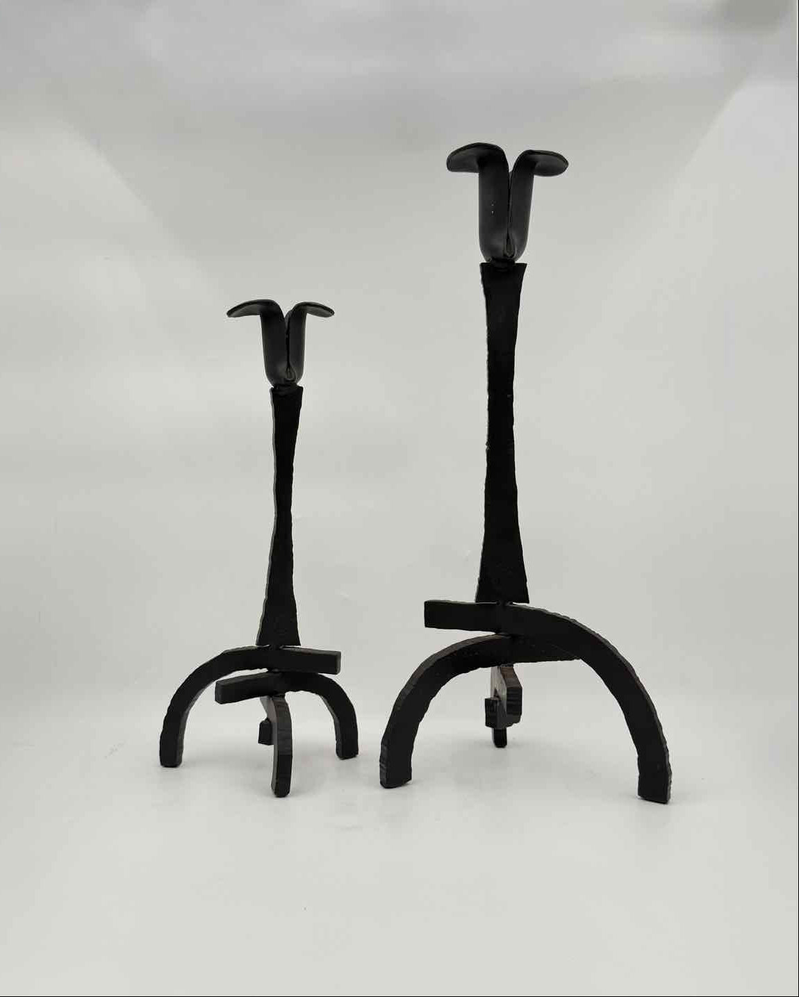 Ahwahnee Hotel Yosemite Wrought Iron Tulip Candlesticks – Pair