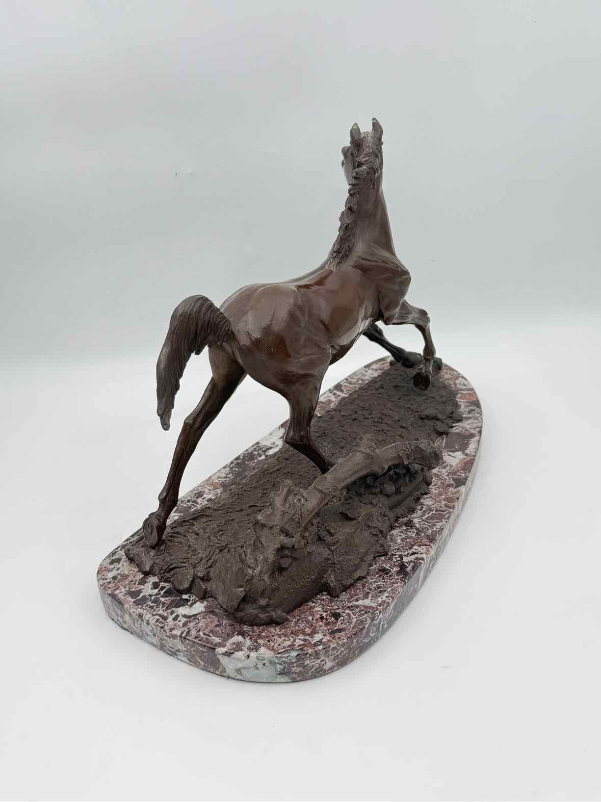 Jane Lunger Signed Bronze Horse On Marble Pedestal