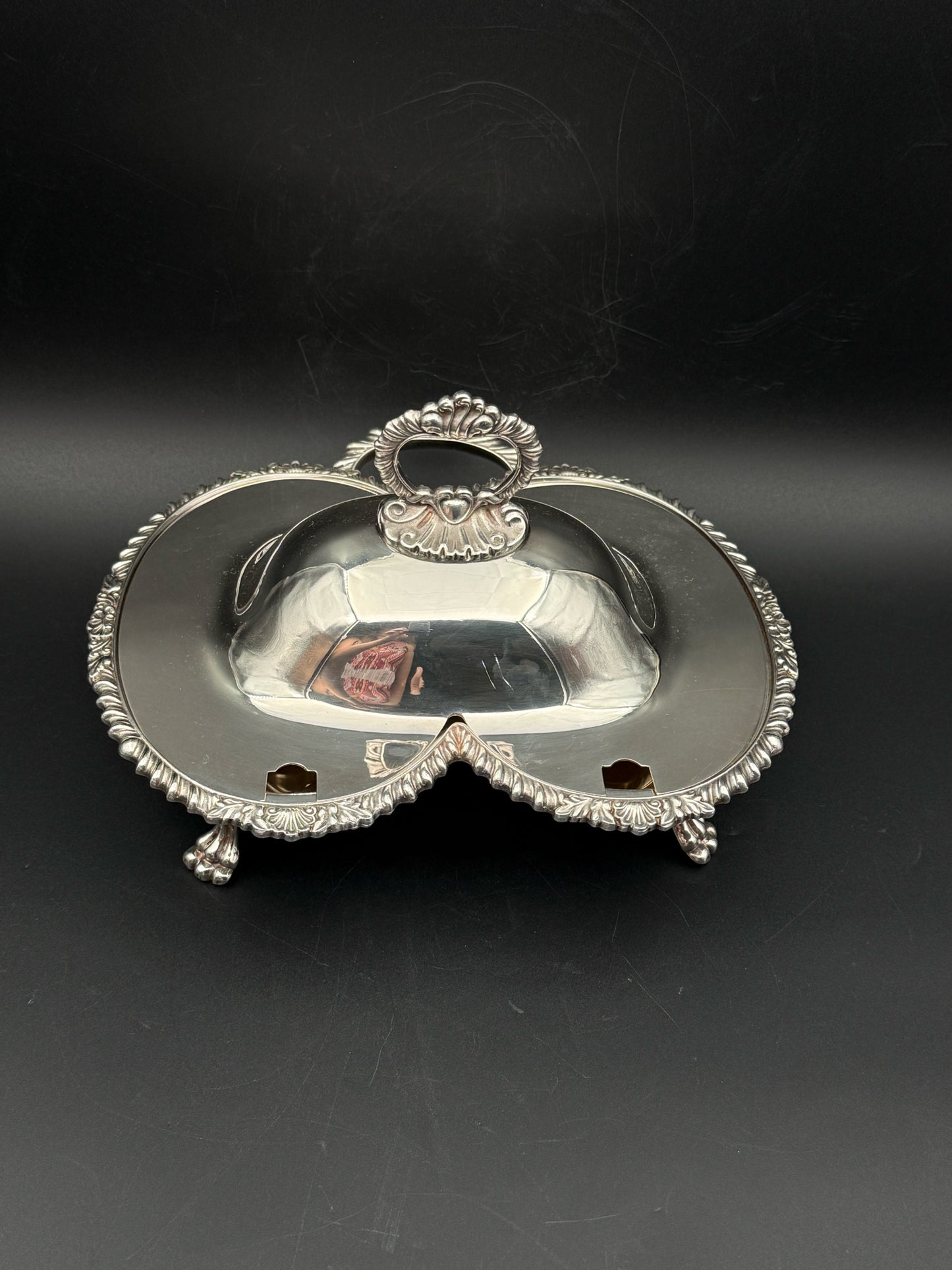 Victorian Style Silverplate Footed Dual Server