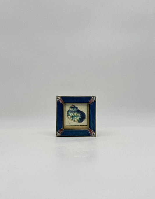 Jay Strongwater Square Blue Enamel Frame with Pink Swarovski Crystals