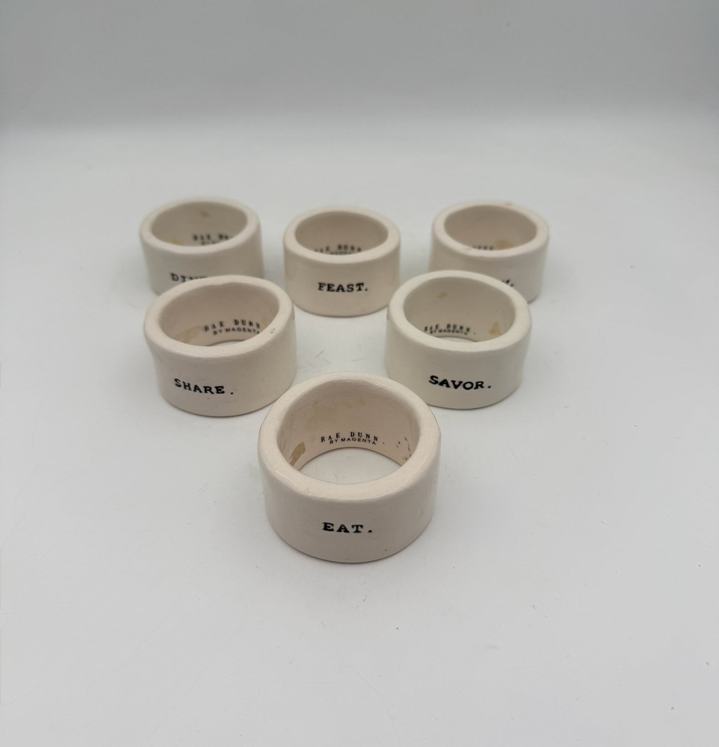 Rae Dunn Set Of 6 Napkin Rings