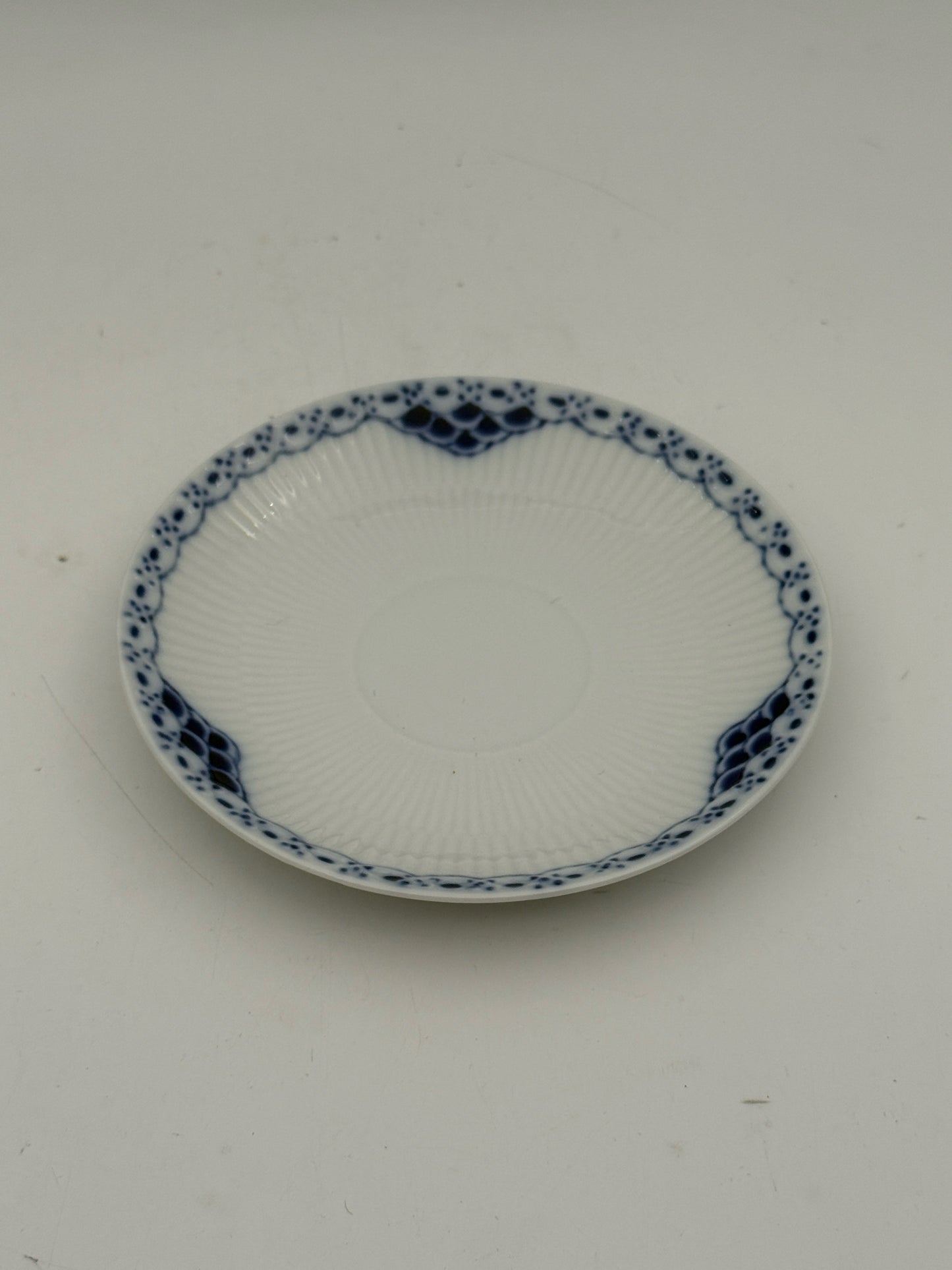 Royal Copenhagen Blue Fluted Half Lace Teacup And Saucer- Set Of 2