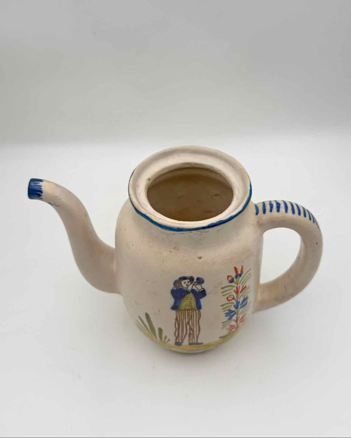 Vintage French Faience Coffee Pot Paimpolaise c 1955 Decor Art Ceramic