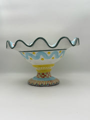 Mackenzie Childs Handpainted Pedestal Bowl