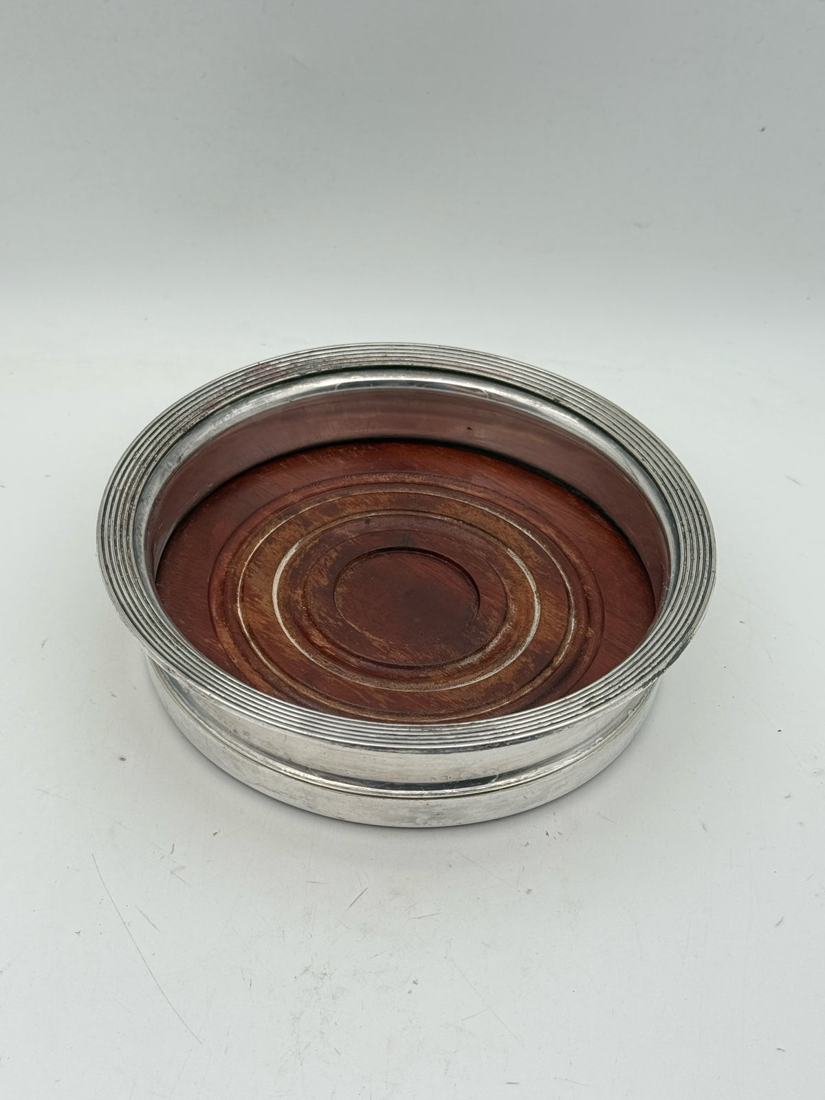 Silverplate Bottle Coaster With Wood Bottom