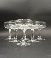 Fostoria Champagne Coups With Silver Rim- Set Of 6