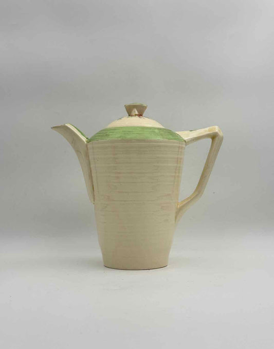 Vintage 1930s Crown Ducal England Teapot Light Green with Floral Lid