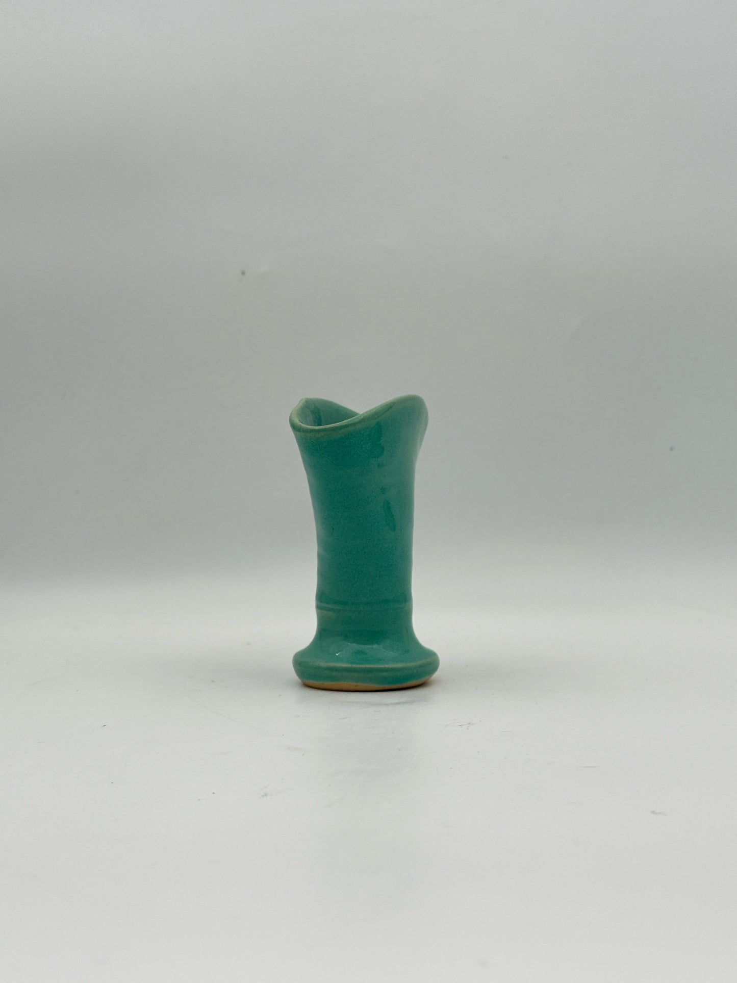 Vintage California Pottery Turquoise Fan Vase