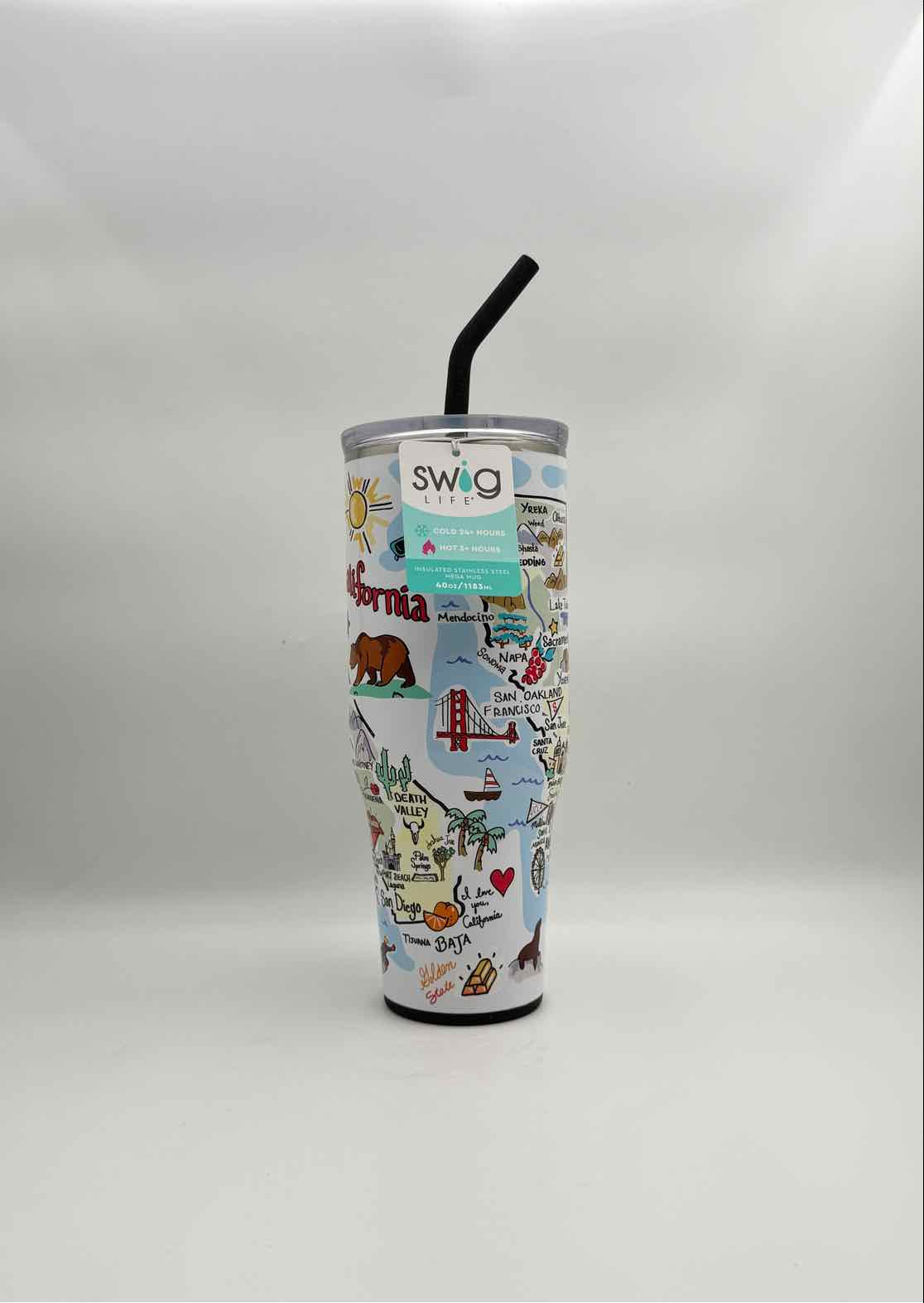 California Travel Mega Mug 40oz Insulated Tumbler with Handle Lid