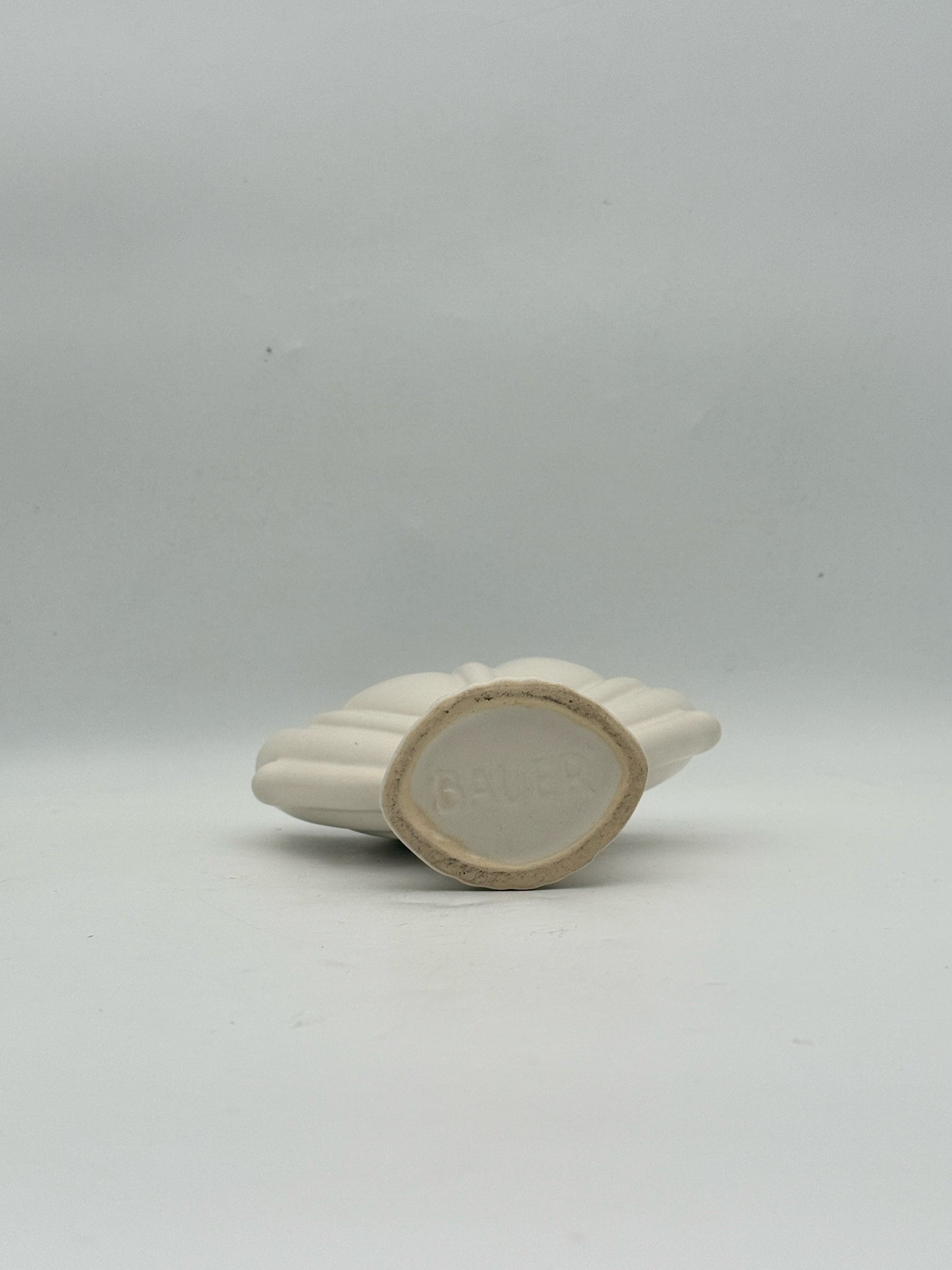 Mid Century Bauer White Fan Vase