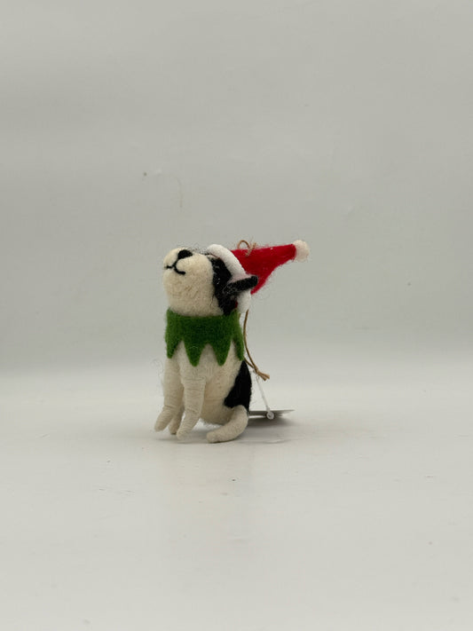 Boston Terrier Wool Christmas Ornament