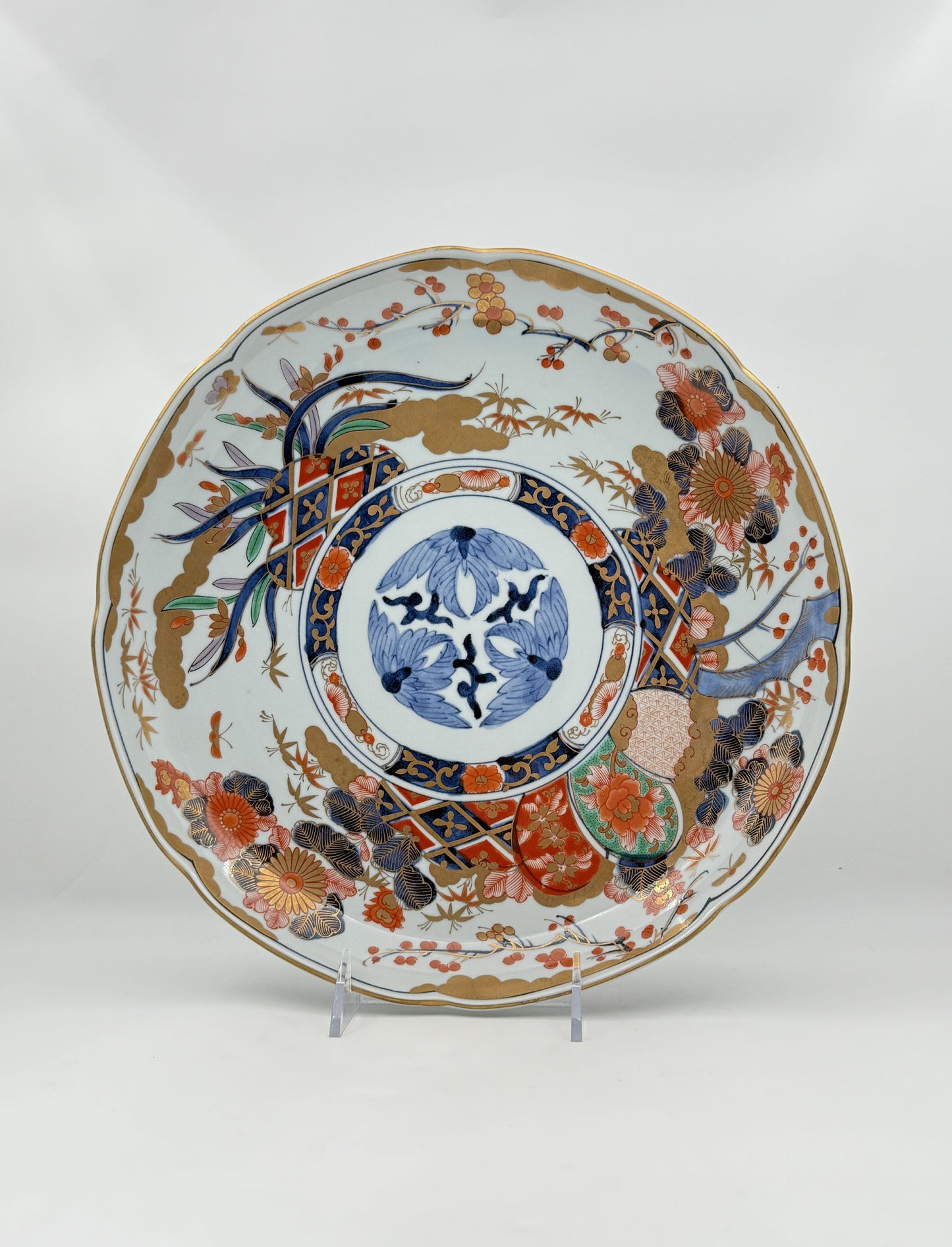 Asian Decorative Plate with Floral & Gold Motif – With Box