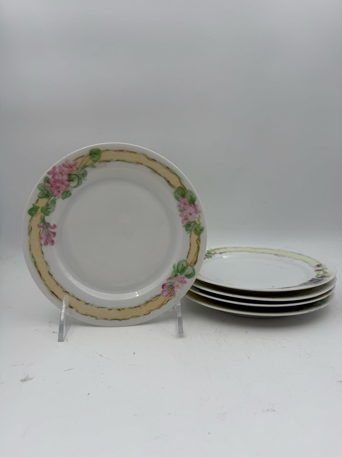 Set Of Five Handpainted Bavarian Dessert Plates