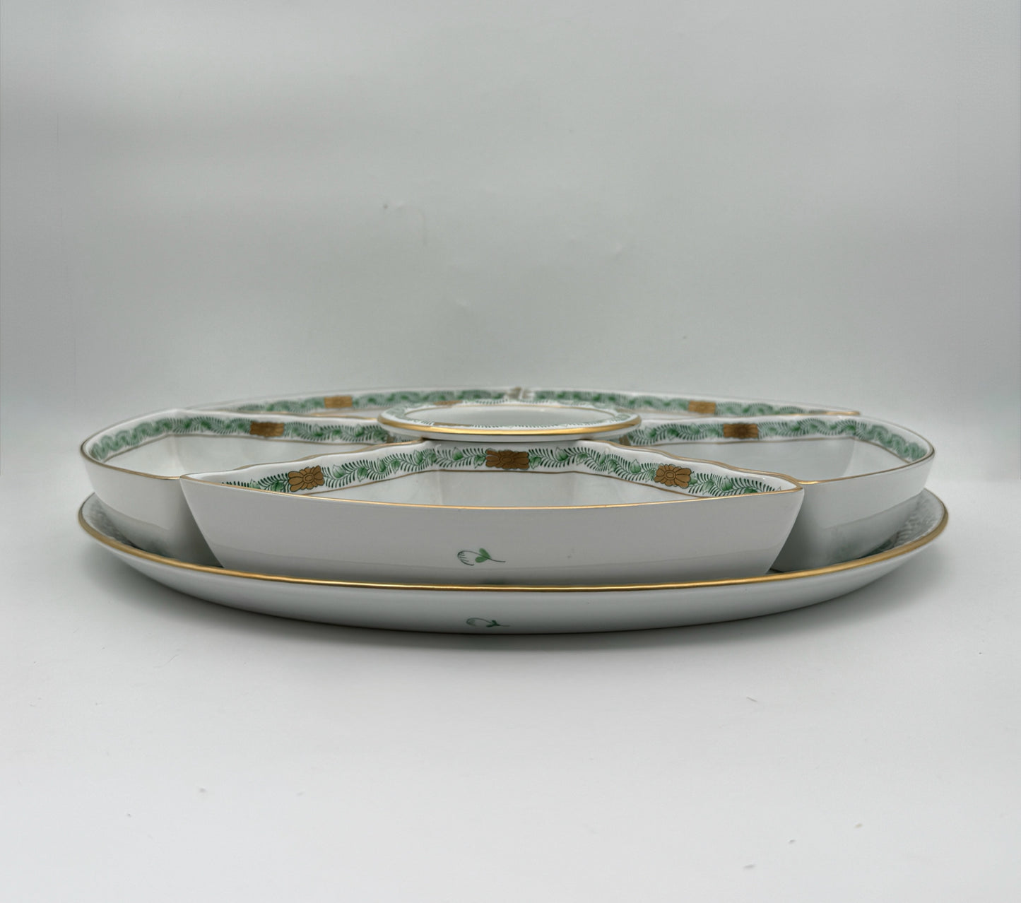 Herend Chinese Bouquet 7 Piece Hor D'oeurve Set
