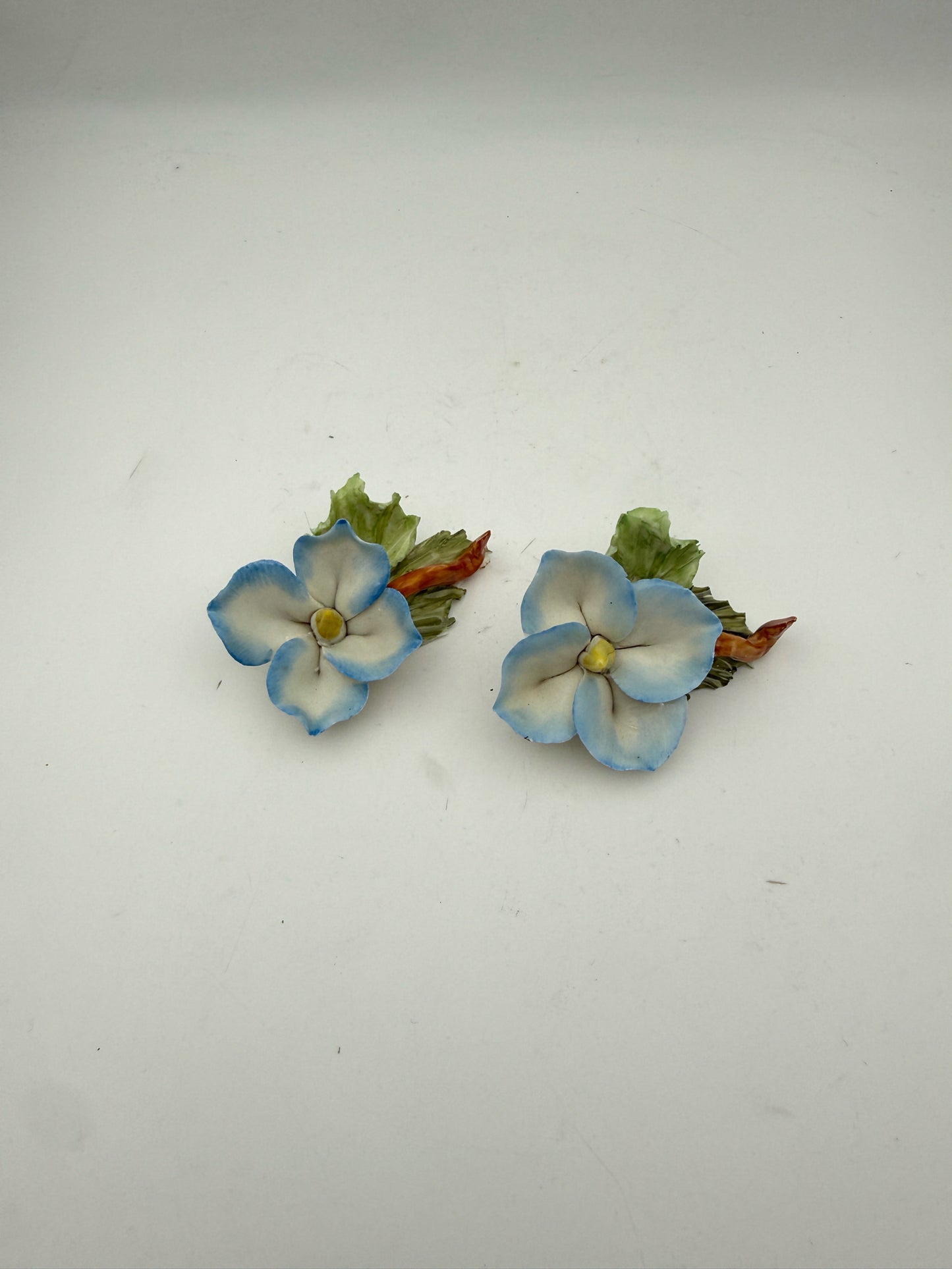 Vintage Capidimonte Handpainted Flower Placecard Holders- Set Of 16