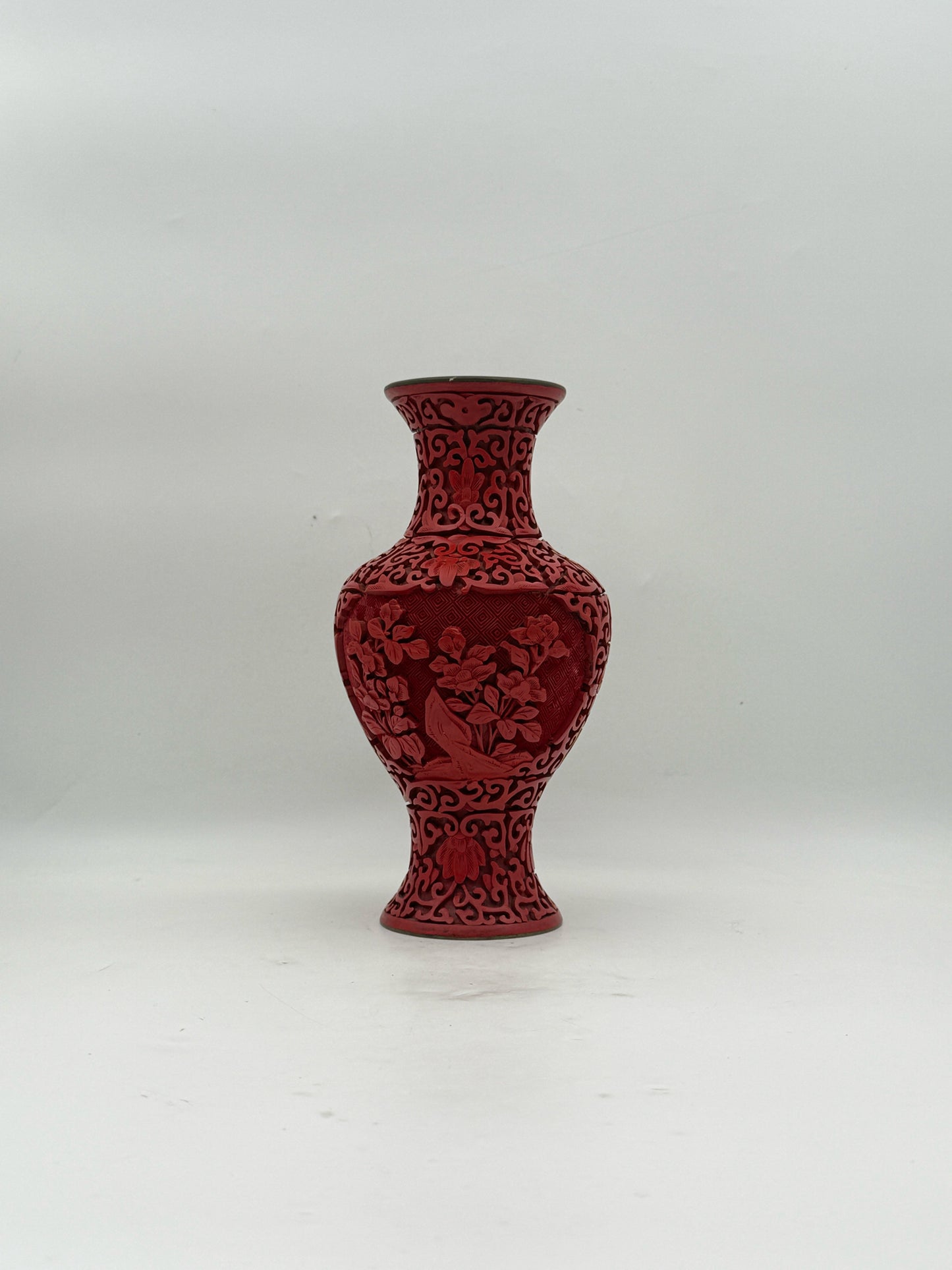 Chinese Red Cinnabar Carved Vase