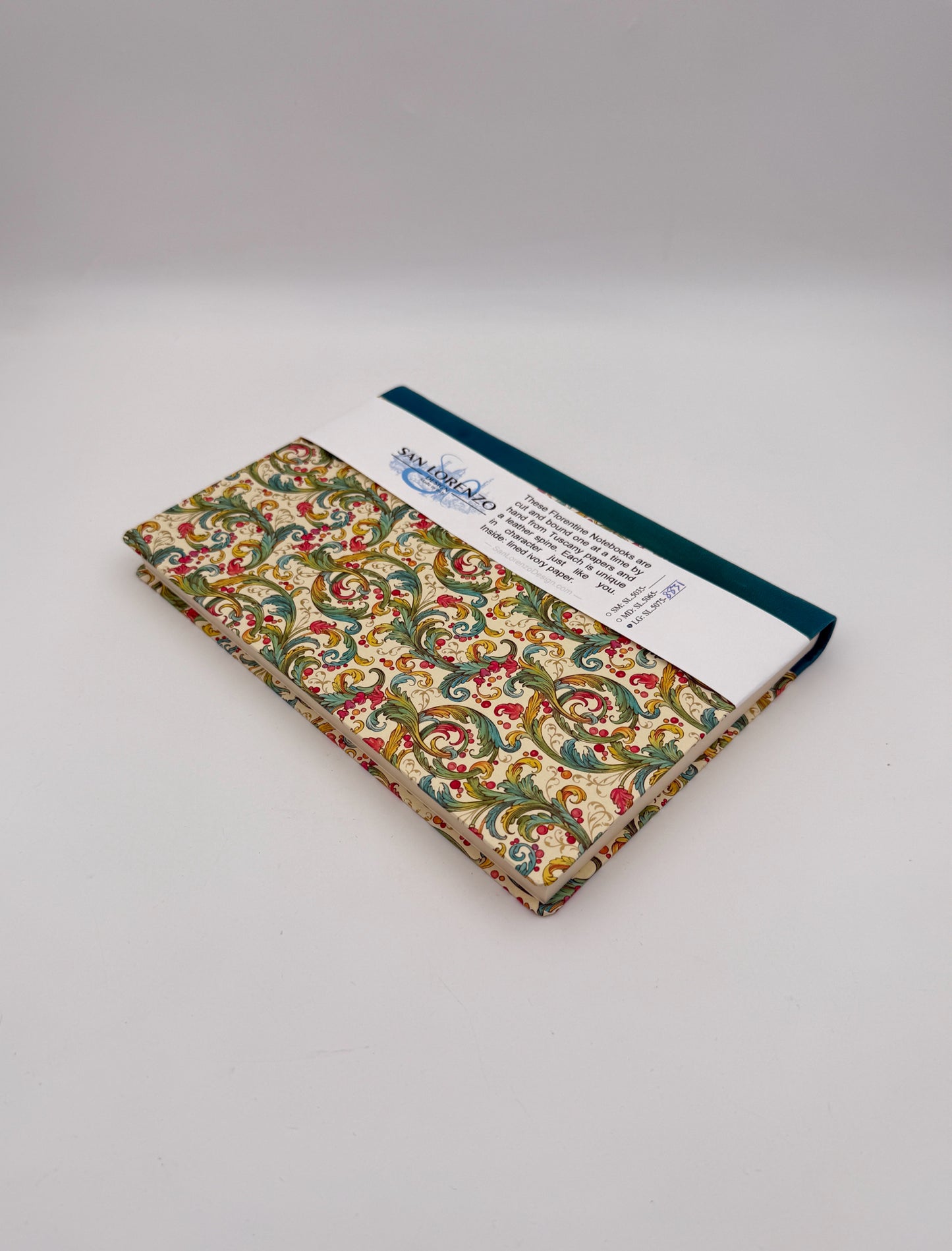Signoria Hardcover Notebook – Italian Floral with Turquoise Binding